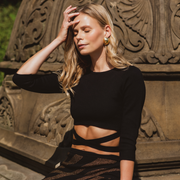 NINO BLACK KNIT CROP TOP with straps